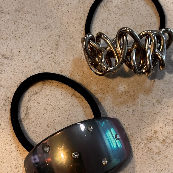 Silver and Black Hair Ties with Rhinestones . Both included - Picture 3 of 4